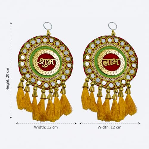 CraftVatika Shubh Labh Wall Hanging Latkan, Diwali Decor Items for Home, Pooja Decoration Items, Diwali Decoration Items, Handmade Embroidery Shubh Labh Hanging, Deepawali Gifts for Family & Friends - Image 5