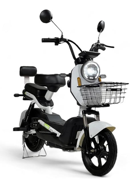 Electric Kick Scooter V24, Max Speed 47 KM/H Range 30 KM 48V With 4 Batteries, Double 2 Seats With Front Basket, 14" Suv Off-Road Design With SUSpintions, Electric Scooter With Pedals, White