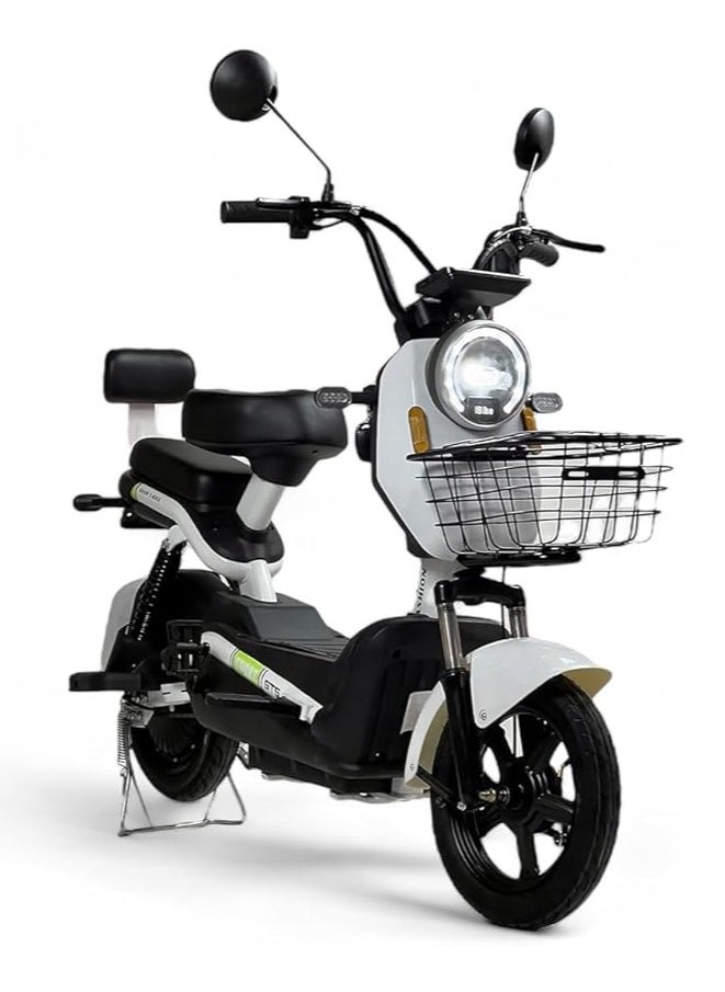 Electric Kick Scooter V24, Max Speed 47 KM/H Range 30 KM 48V With 4 Batteries, Double 2 Seats With Front Basket, 14" Suv Off-Road Design With SUSpintions, Electric Scooter With Pedals, White