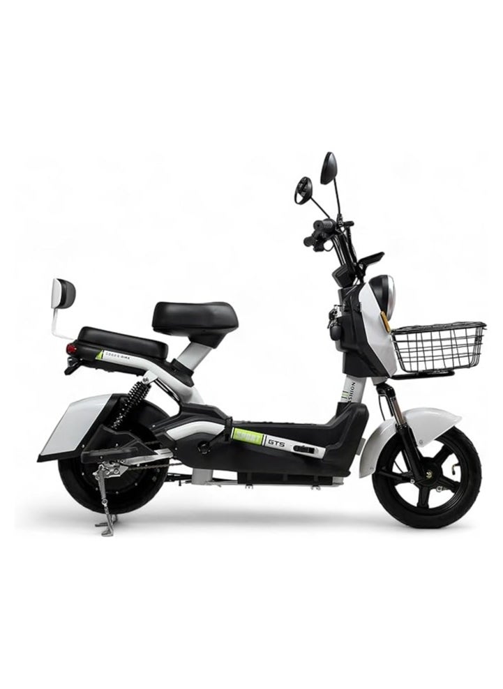 Electric Kick Scooter V24, Max Speed 47 KM/H Range 30 KM 48V With 4 Batteries, Double 2 Seats With Front Basket, 14" Suv Off-Road Design With SUSpintions, Electric Scooter With Pedals, White