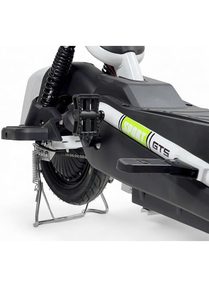 Electric Kick Scooter V24, Max Speed 47 KM/H Range 30 KM 48V With 4 Batteries, Double 2 Seats With Front Basket, 14" Suv Off-Road Design With SUSpintions, Electric Scooter With Pedals, White