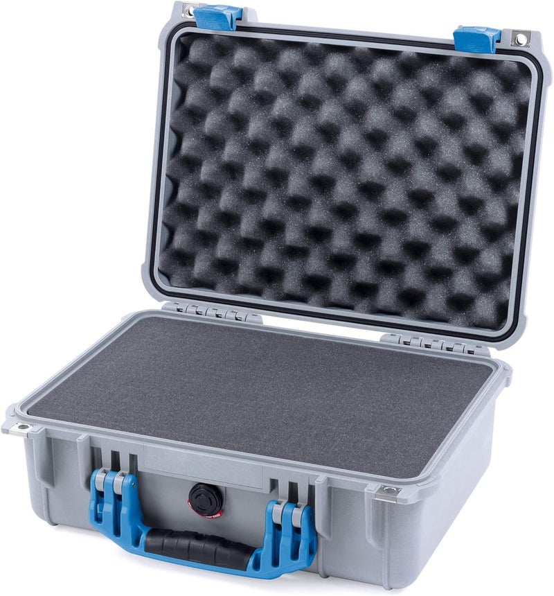 Pelican 1450 Watertight Case with Foam - Silver & Blue - Image 5