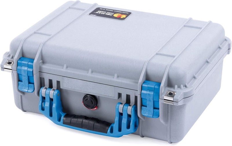 Pelican 1450 Watertight Case with Foam - Silver & Blue - Image 1