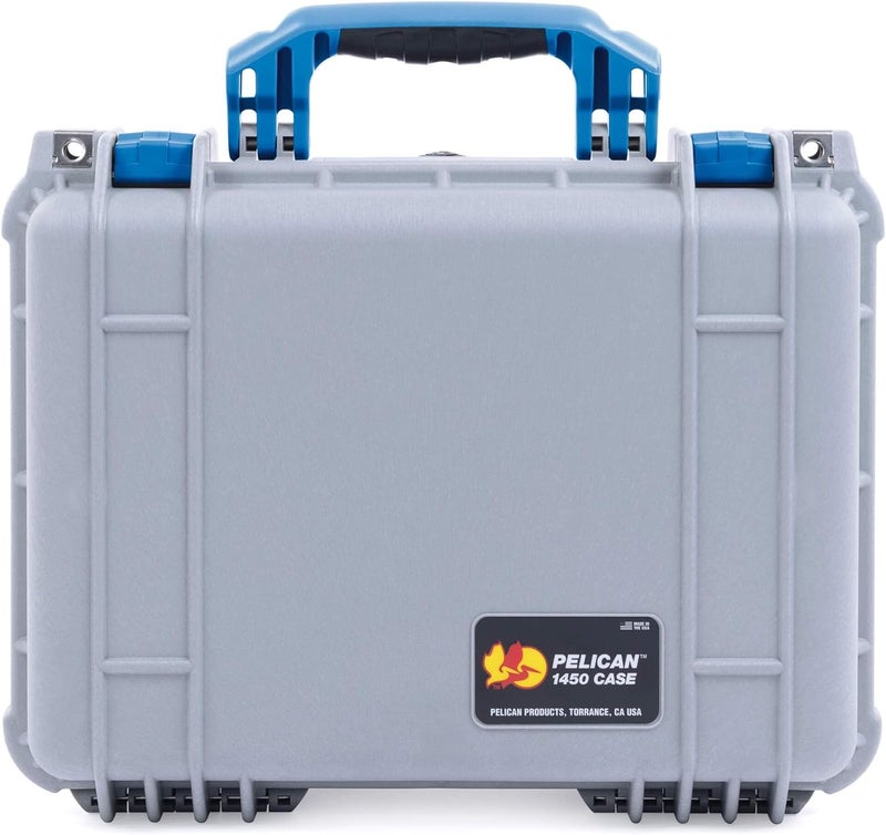 Pelican 1450 Watertight Case with Foam - Silver & Blue - Image 2