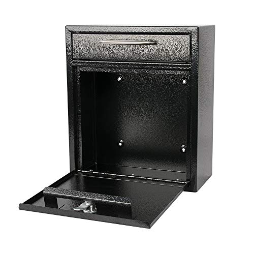 KYODOLED Steel Key Lock Mail Boxes for Outside, Locking Wall Mount Mailbox, Security Key Drop Box,12H x 10.51L x 4.68W Inches, Black Large - Image 4