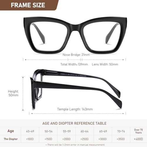 LKEYE Oversized Reading Glasses For Women Men Cat Eye Oprah Style Blue Light Blocking Computer Square Reader Designer Ladies Large Frame Fashion Spring Hinge Cute Eyewear LK6085 3 Pack +1.50 X - Image 5