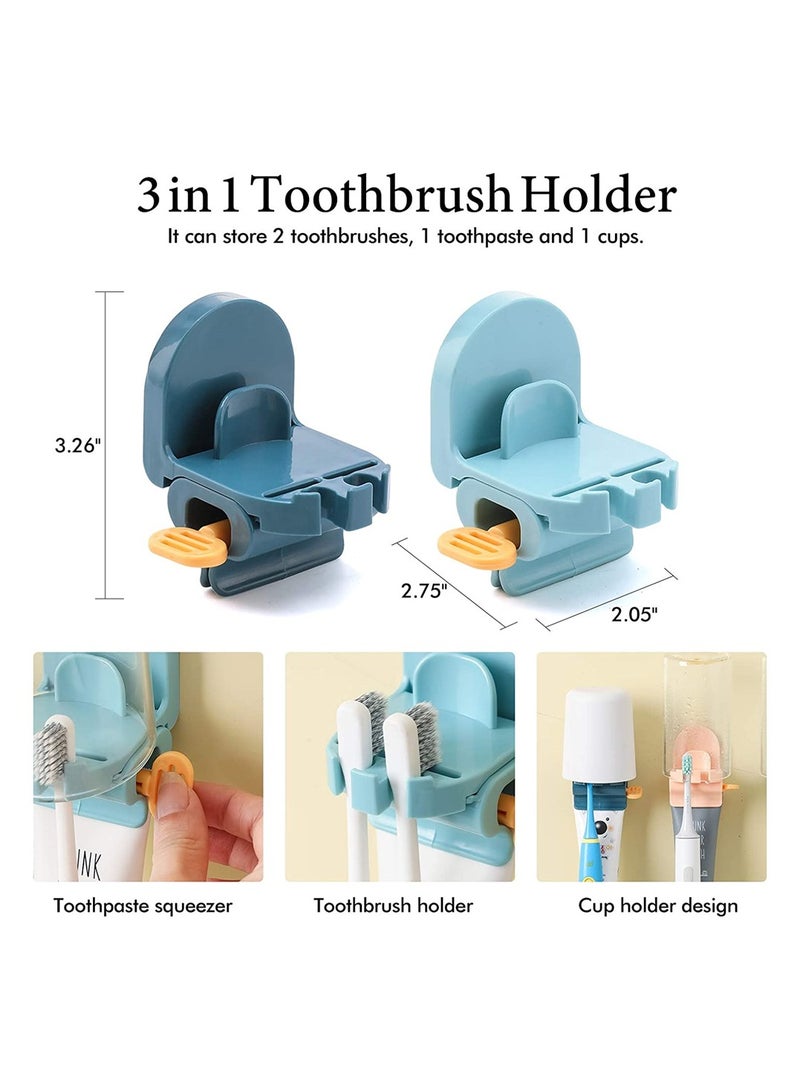 Excefore 2 Pack Toothbrush Holder for Bathroom Toothpaste Squeezer Family Washroom - Image 2