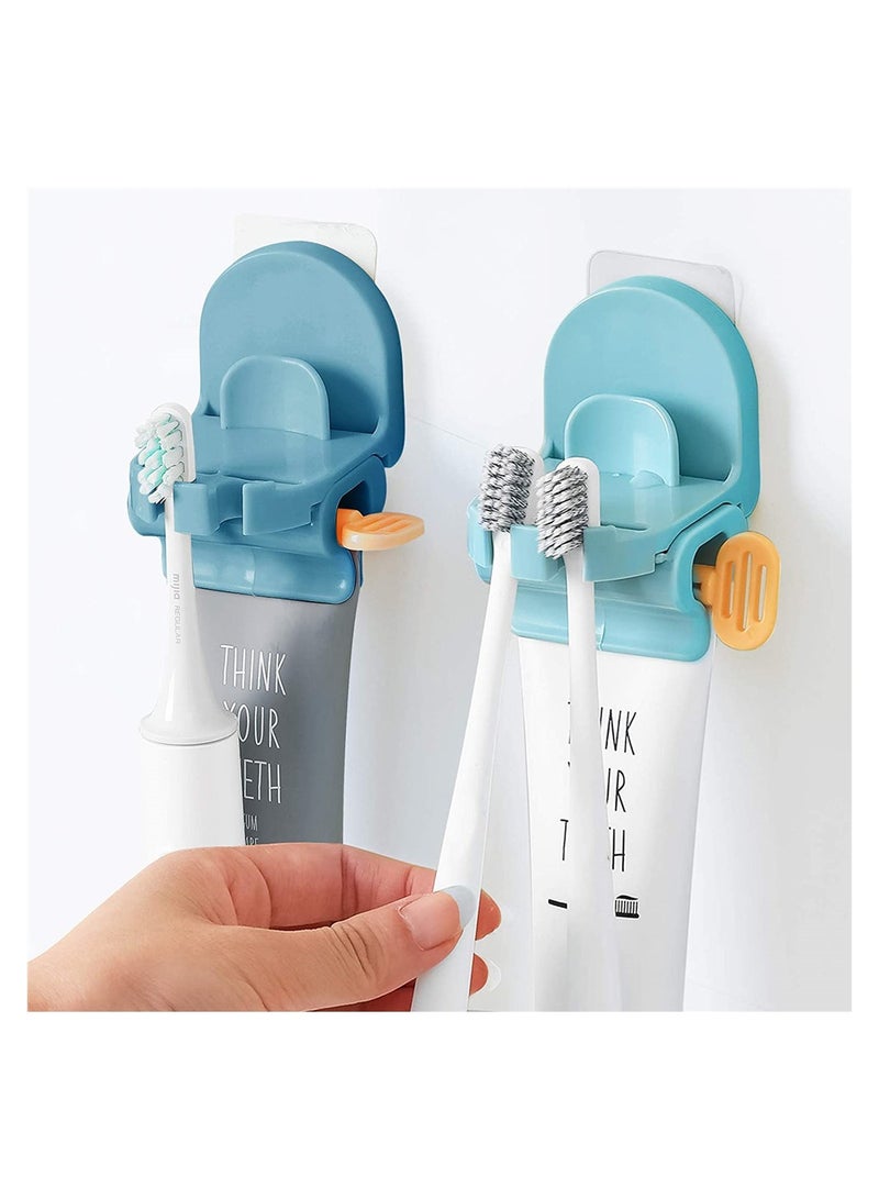 Excefore 2 Pack Toothbrush Holder for Bathroom Toothpaste Squeezer Family Washroom - Image 1