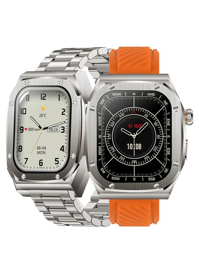 JOYFOCUS - Full-Touch Smartwatch 2.1 Inch Display, Built-In GPS+NFC, Bluetooth Fitness Mode Orange with an Additional Band and Charger - Image 1