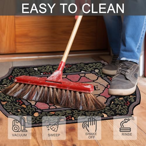 CHICHIC Entrance Door Mat Large 24 x 36 Inch Entry Way Doormat Front Door Rugs Outdoors Heavy Duty Welcome Mat Non Slip Rubber Back Low Profile for Garage, Patio, High Traffic Area, Small Flower - Image 5