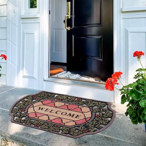 CHICHIC Entrance Door Mat Large 24 x 36 Inch Entry Way Doormat Front Door Rugs Outdoors Heavy Duty Welcome Mat Non Slip Rubber Back Low Profile for Garage, Patio, High Traffic Area, Small Flower - Image 2