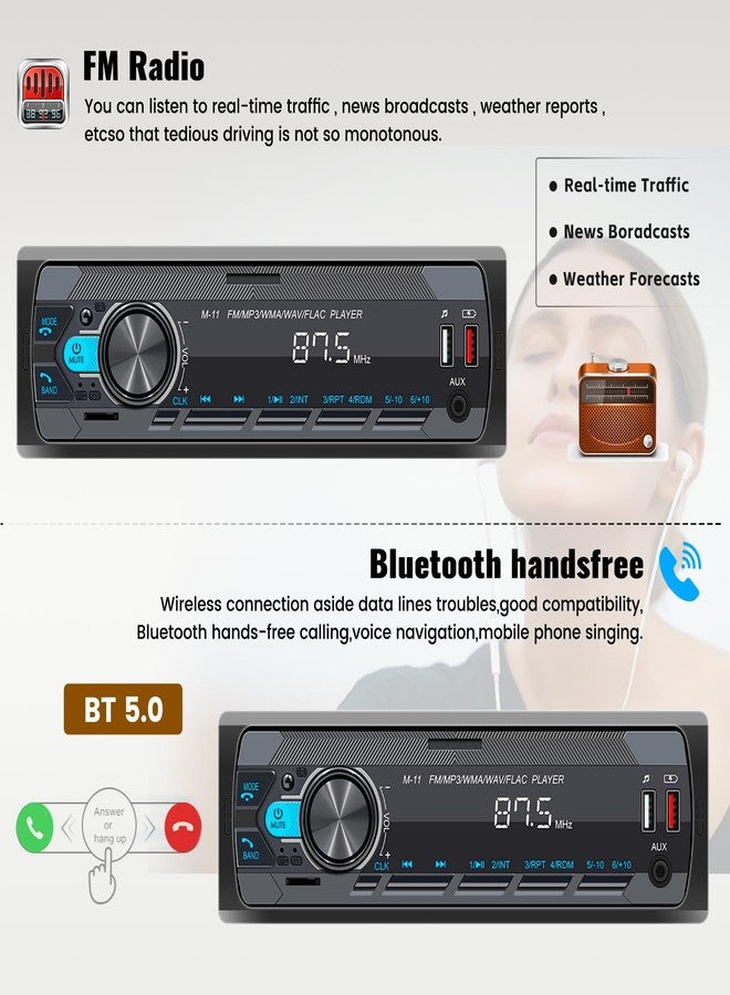 SIXWIN Single Din Car Stereo with Bluetooth 5.0 Hands Free Calling Voice Control Car Stereo FM Radio Car Mp3 Player USB AUX Port Audio Recording Car Audio System Car Audio Receivers - Image 3