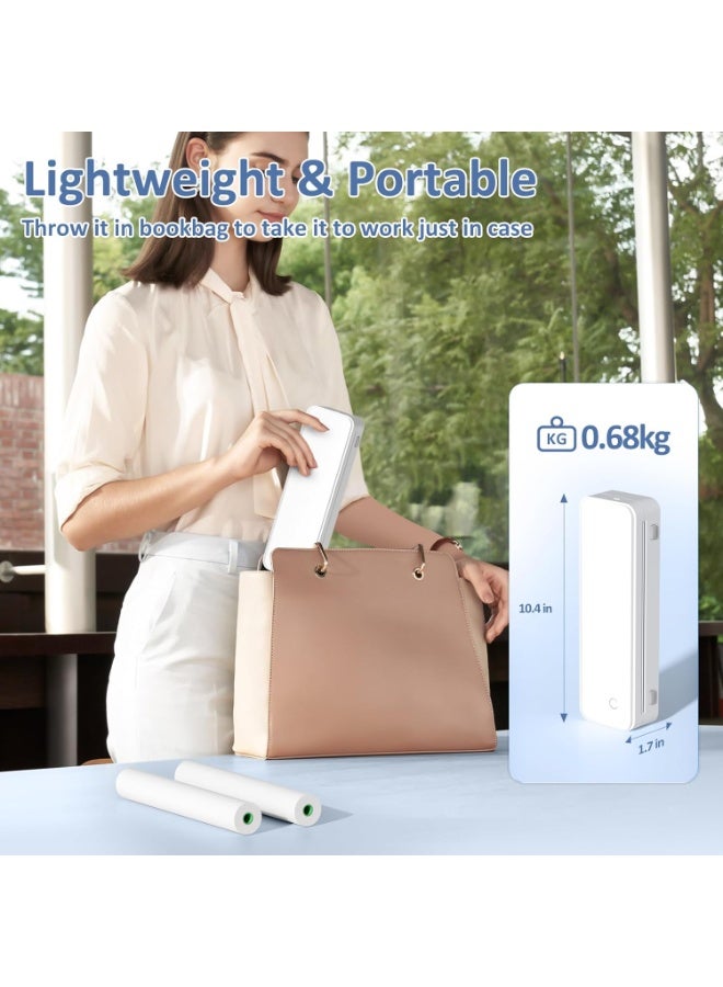Inkless Portable Printer for Travel, Wireless Thermal Printer Supports 8.5 x 11 Inch US Letter Size, Bluetooth Machine Includes Carry Case and 3 Rolls of Thermal Paper Kit, White - Image 2