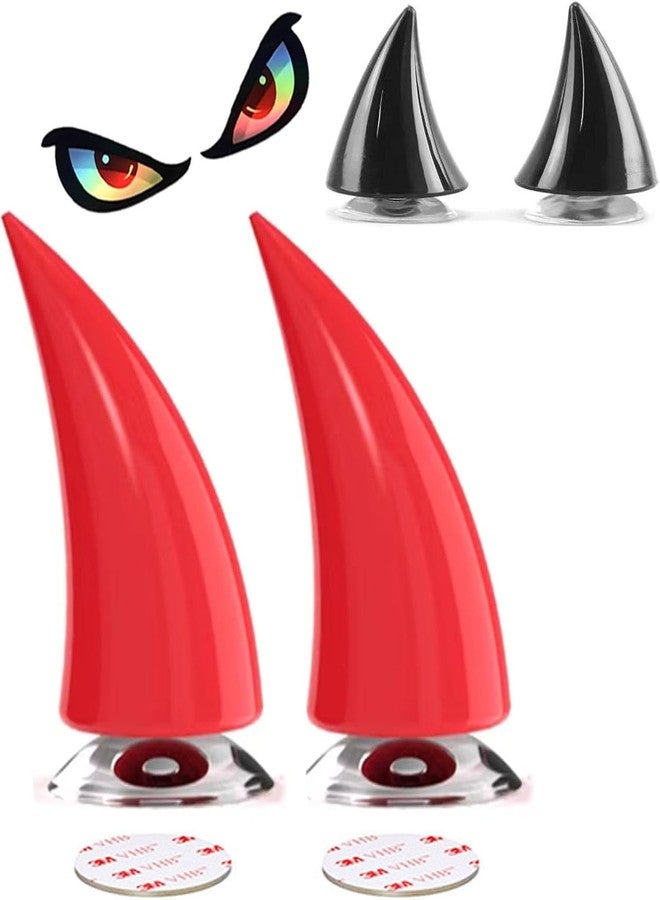 CHPINGN Motorcycle Horn Devil Horns,Motorcycle Helmet Accessories,Bike Helmet, Ski Accessories(Helmet Not Included) (Red 1) - Image 2