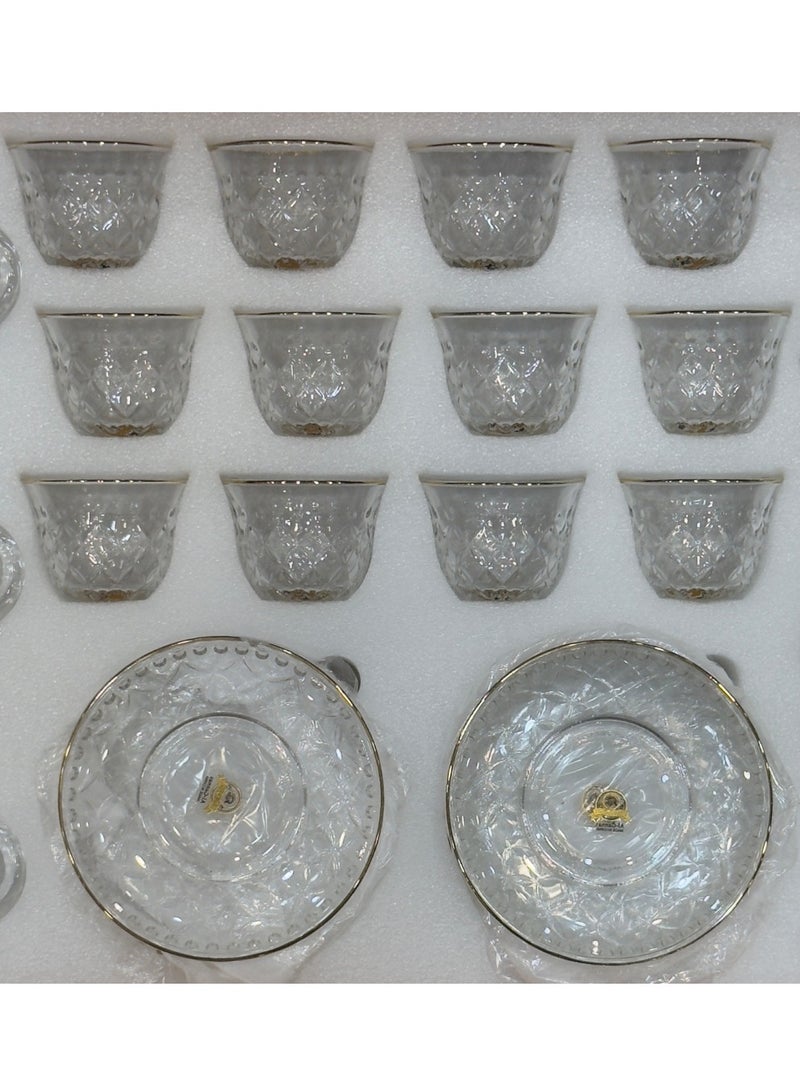 القناص طقم كاسات شاي كرستال +فناجين قهوه بورسلان ذات جودة عاليه علئ خط ذهبي - Image 3