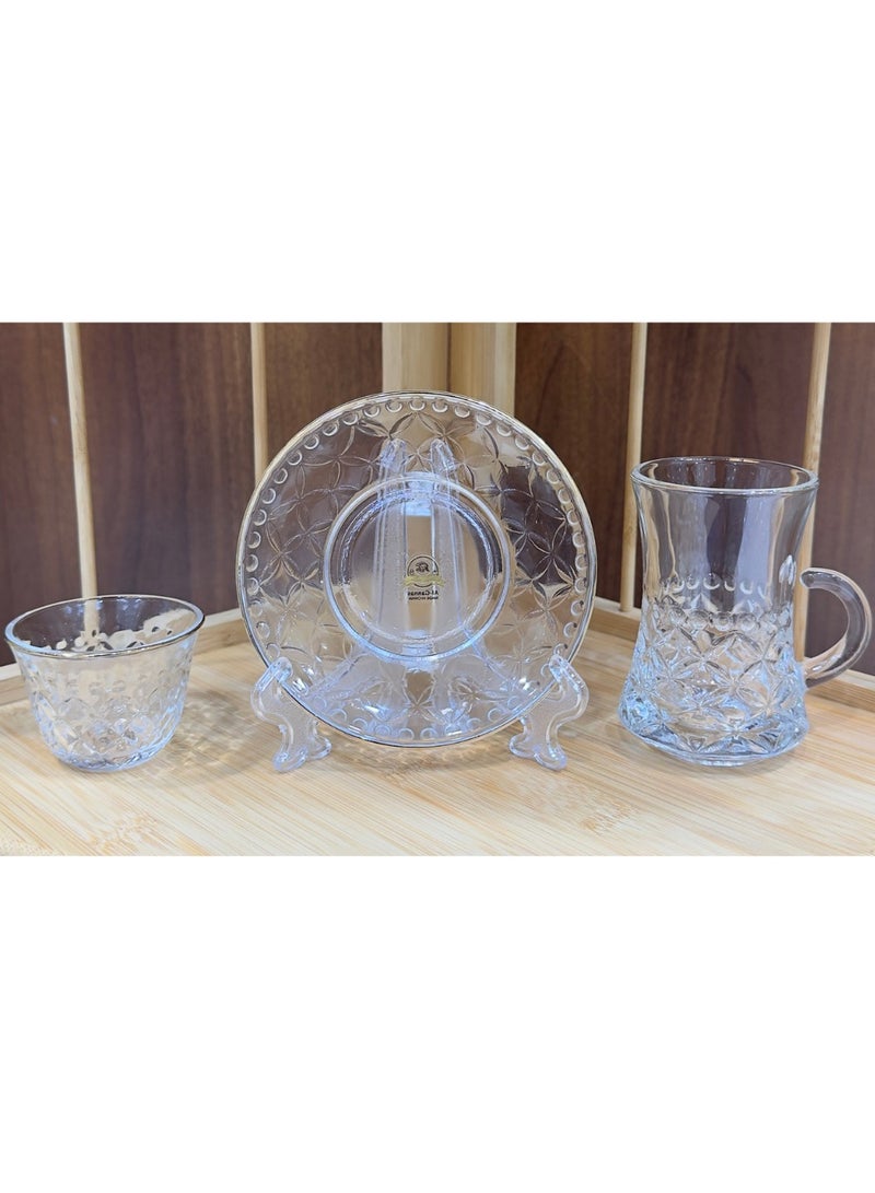 القناص طقم كاسات شاي كرستال +فناجين قهوه بورسلان ذات جودة عاليه علئ خط ذهبي - Image 5