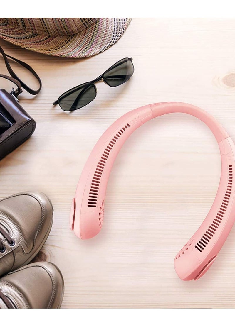 Portable Neck Fan, Hands Free Bladeless Cooling Hanging Fan, 3000mAh Rechargeable Mini Fan, 3 Speeds-Personal Air Conditioner for Outdoor, Travel, Office, Running...(Pink) - Image 1