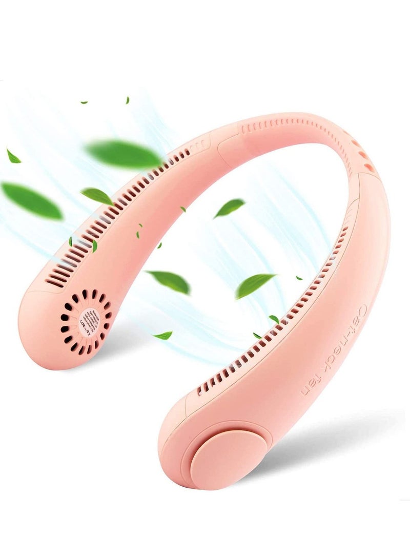 Portable Neck Fan, Hands Free Bladeless Cooling Hanging Fan, 3000mAh Rechargeable Mini Fan, 3 Speeds-Personal Air Conditioner for Outdoor, Travel, Office, Running...(Pink) - Image 3