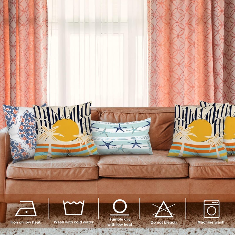 Baonews وسادة الصيف يغطي Hello Sunshine Pillow Sun Pillow Palm Palm Lines خطوط الحالات رمي ​​الوسائد الرقمية المخفية المخفية غطاء الأريكة الزخرفية لغطاء الشعر مربع 18x18 في 2 pcs - Image 3