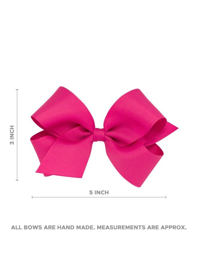 Wee Ones Medium Grosgrain Bow With Matching Moonstitch Edge, Hot Pink, Medium - Image 4