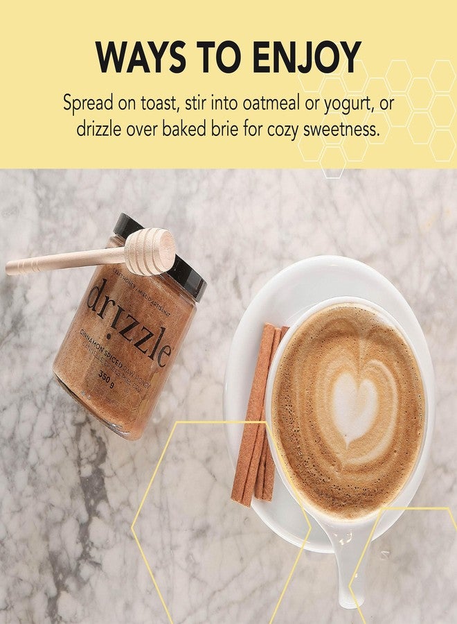 Drizzle Cinnamon Spiced Raw Honey - All Natural Pure Raw Honey with Organic Cinnamon, Unfiltered & Unheated, Use in Tea & Coffee, Sugar Substitute, Certified Kosher - 13.2 oz Jar (375 g) - Image 5