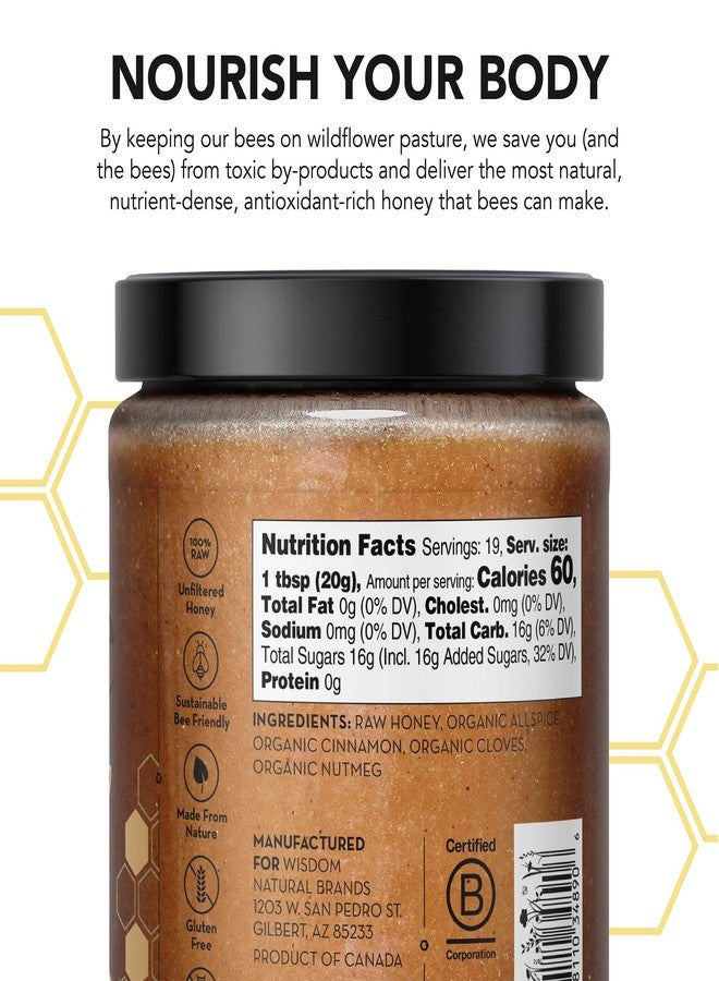 Drizzle Cinnamon Spiced Raw Honey - All Natural Pure Raw Honey with Organic Cinnamon, Unfiltered & Unheated, Use in Tea & Coffee, Sugar Substitute, Certified Kosher - 13.2 oz Jar (375 g) - Image 2