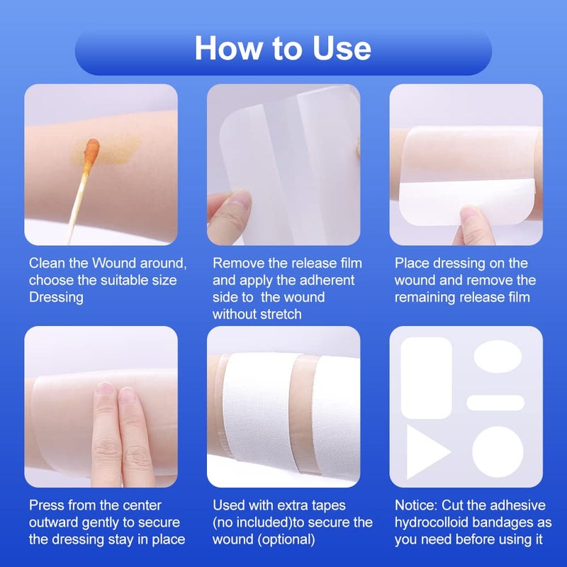Niceful 20 Packs Hydrocolloid Bandages 2x2, HSA FSA Eligible Hydrocolloid Dressing, Small Hydrocolloid Gel Bandages for Wounds, Wound Healing Bed Sore Bandages - Image 5