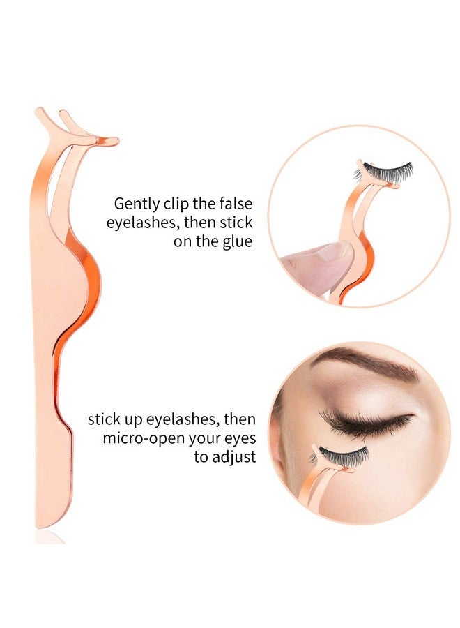 كالاري أداة تركيب الرموش الصناعية من أروينر، مكونة من 3 قطع، ومقص لتركيب الرموش الصناعية (لون ذهبي وردي) - Image 3