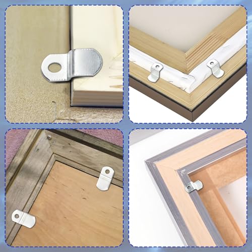 Pretwad Offset Canvas-Clips for Picture Framing - 40 pcs Heavy Duty Photo Frame & Painting Clamps with 20 Screws, Silver Photo Frame Clips Offset Mirror Clamps Clips(5 Pcs Each of 1/8", 1/4", 3/8", 1/2" ) - Image 3
