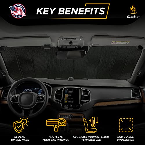 EcoNour Accordion Car Windshield Sun Shade | Reflective Car Window Shades for UV & Sun Protection | Foldable Windshield Cover Keeps Interior Cool | 26 x 56 Inches - Image 2