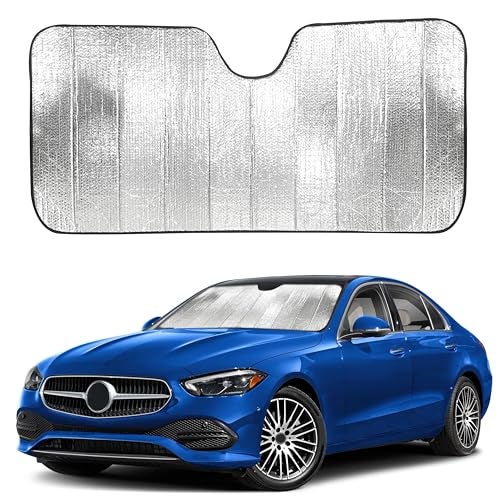 EcoNour Accordion Car Windshield Sun Shade | Reflective Car Window Shades for UV & Sun Protection | Foldable Windshield Cover Keeps Interior Cool | 26 x 56 Inches - Image 1