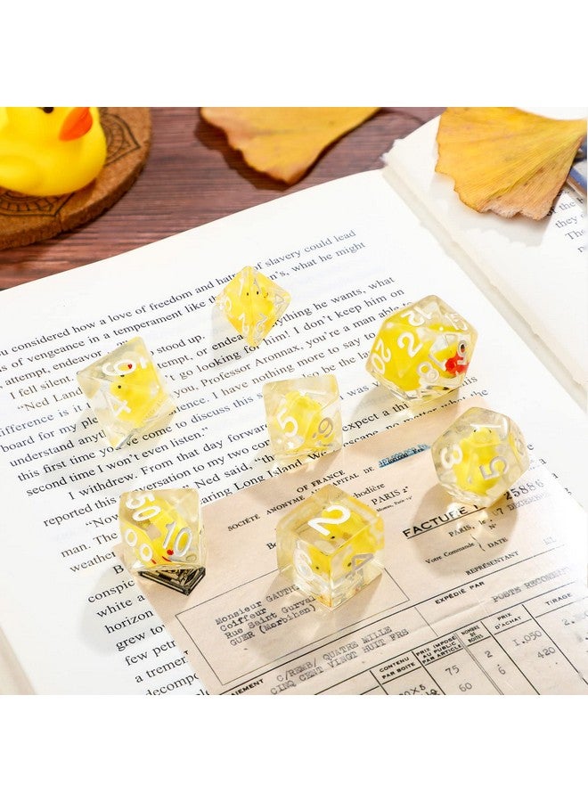 Kathfly Kathfly 14 Die Rubber Ducks Dice, Resin Polyhedral Dice Set Filled with Animal, Ice Cool Rubber Ducks Translucent Cute Playing Toy with 2 Black Pouches for Board Game, Green, Yellow  - Image 4