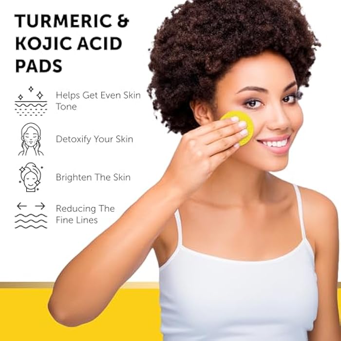 VALITIC Turmeric Kojic Acid Cleansing Pads - Exfoliating Dark Spot Remover for Face with Vitamin C, Alpha Arbutin, Niacinamide and Retinol - Kojic Acid And Turmeric Cleansing Pads - 60 Units - Image 3