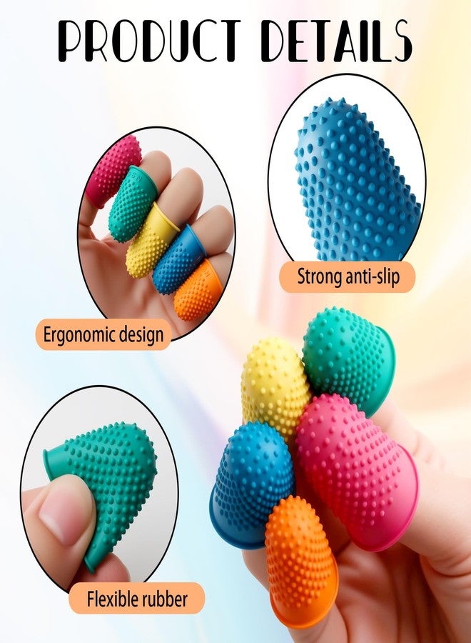 LUSTRIB 20 Pcs Rubber Thimble, Rubber Finger Tips Office, 5 Different Sizes Colors Silicone Thimbles for Hand Sewing, Reusable Rubber Fingers Tips for Sorting Papers Paperwork Cutting Embroidery Money Count - Image 3