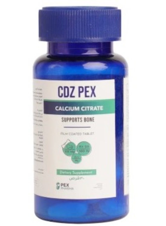 CDZ PEX Calcium Citrate Bone Support Supplement (30 Coated Tablets)