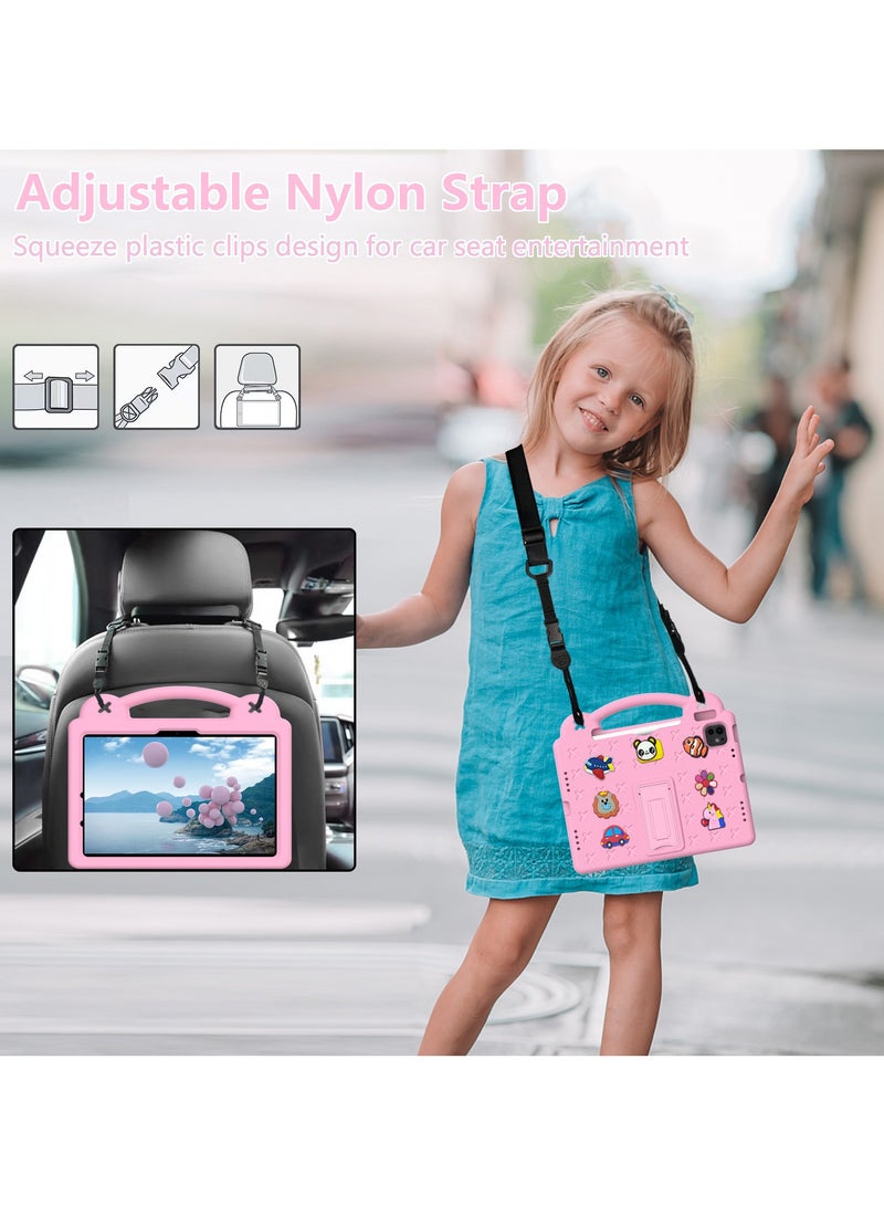 VKL Kids Case Compatible with iPad 11th Generation A16 2025 (11 inch), Shockproof Case with Shoulder Strap and Handle Stand For iPad 11th Gen (Pink) - Image 2