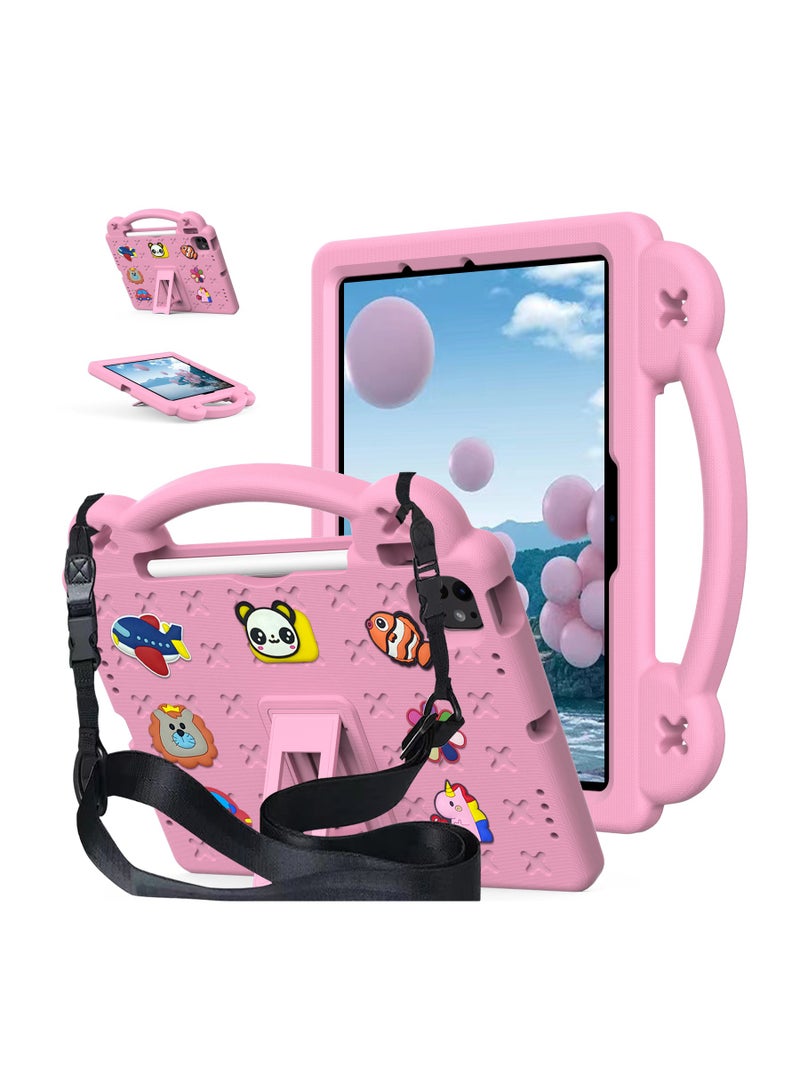 VKL Kids Case Compatible with iPad 11th Generation A16 2025 (11 inch), Shockproof Case with Shoulder Strap and Handle Stand For iPad 11th Gen (Pink) - Image 1