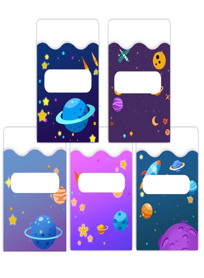 Topabel 50 Pcs Space Theme Library Pockets,3.5 x 5 Inches Class Library Jobs Pocket Bulletin Board Chart Set for Holiday Plan Book Classroom Back to School Supplies - Image 1