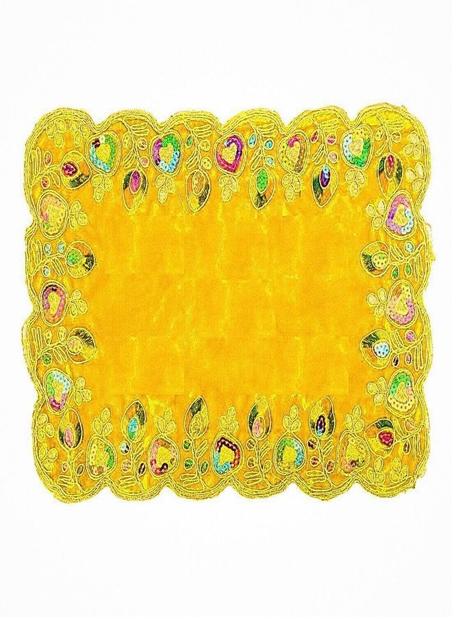 Aditri Creation Set of 5 Velvet Mat Aasan Pooja Puja Cloth (Size:-9"X 5") for Laxmi Ganesh for Multipurpose Indian Traditional Cultural New year gifts Festival Decorations Item Article Pooja Home Decor(Red) - Image 4
