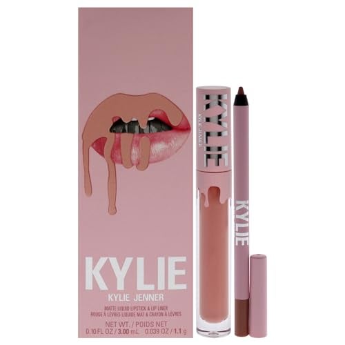 Kylie Cosmetics مجموعة أحمر الشفاه غير اللامع من كايلي كوزمتيكس 700 بار للنساء 2 قطعة 010 أونصة أحمر شفاه سائل غير لامع 003 أونصة قلم تحديد الشفاه