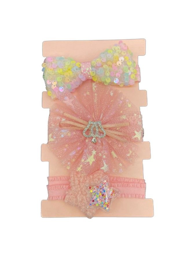 Syga 3 Pcs Children Girl Baby Elastic Hairband Princess Wind Bow Flower Headband Suit Baby Headdress Photo Hair Accessories For 0 3 Years (Color 1003) Multicolor  - Image 2