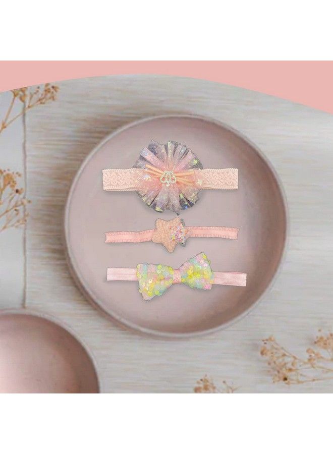 Syga 3 Pcs Children Girl Baby Elastic Hairband Princess Wind Bow Flower Headband Suit Baby Headdress Photo Hair Accessories For 0 3 Years (Color 1003) Multicolor  - Image 3