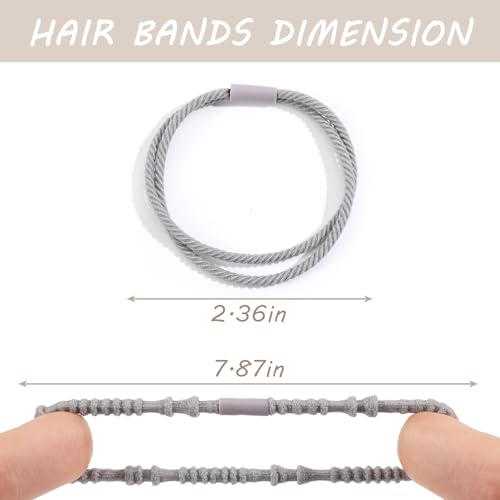 SYGY 20 PCS Boho Hair Ties - 4 Styles for Ponytail Holders, No-Damage Grey Bracelets for Thick or Thin Hair - Image 2