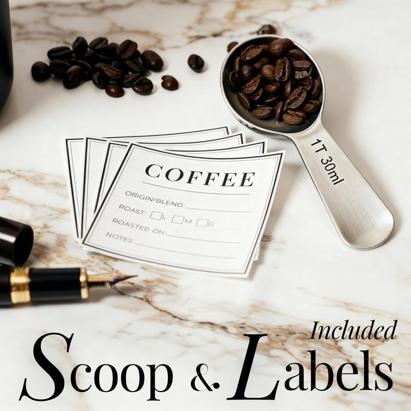styled settings Coffee Storage Container - Airtight Vacuum Coffee Canister with Scoop and Label - Matte Black Canister Holds 1.2 lbs Beans or 1.5lbs Grounds, Dual-Lid Freshness System - Perfect for Gifting - Image 5