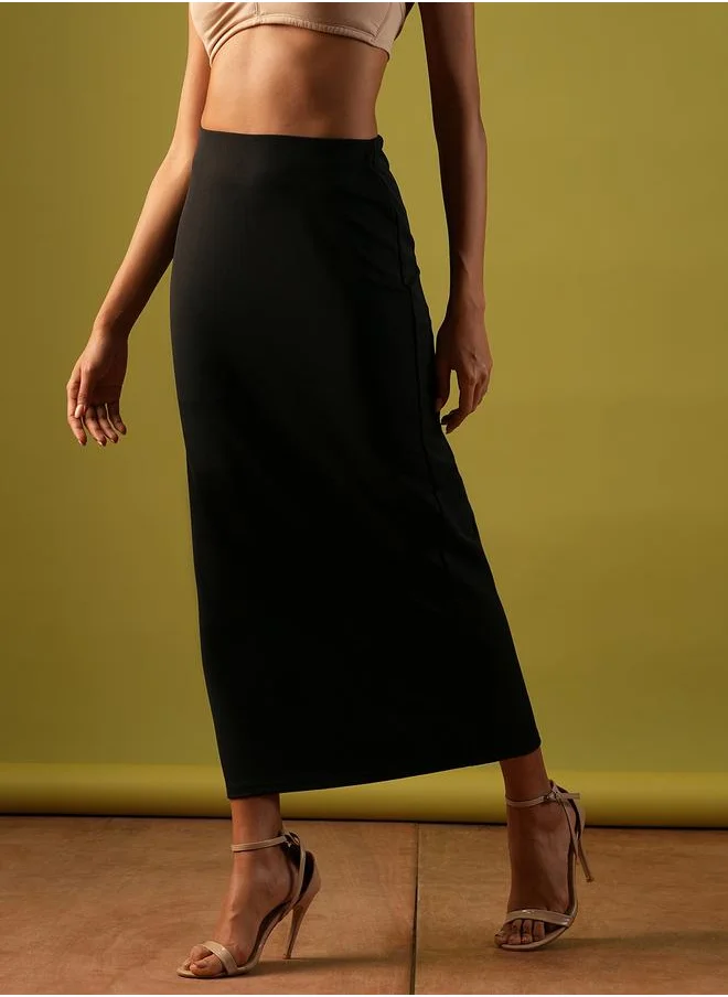 جلو باص Globus Solid High-Rise Stretchy Pencil Midi Skirt