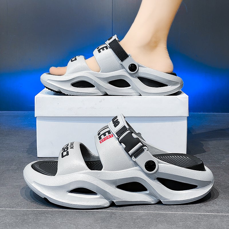 Slippers Men'S Summer Sports Thick Sole Dung Feeling Outwear Casual Boys Driving To Work Dual-Use Drifting Beach Sandals - Image 1