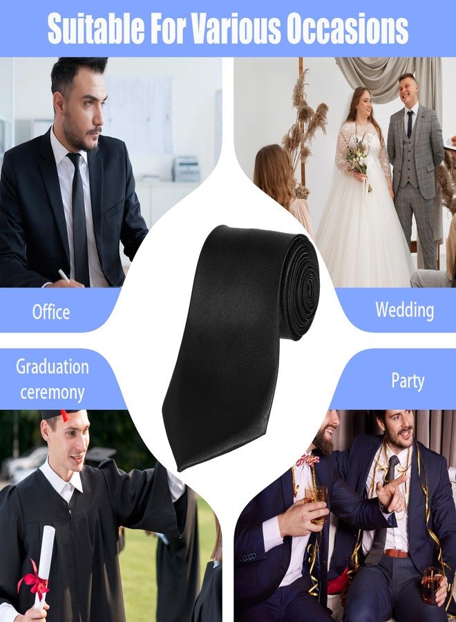 Yolev 12 Pcs Men's Tie Bulk, 3.15" Solid Satin Elegant Mens Neck Ties, Black Ties Bulk for Men Business Casual Formal Wedding Necktie - Image 5