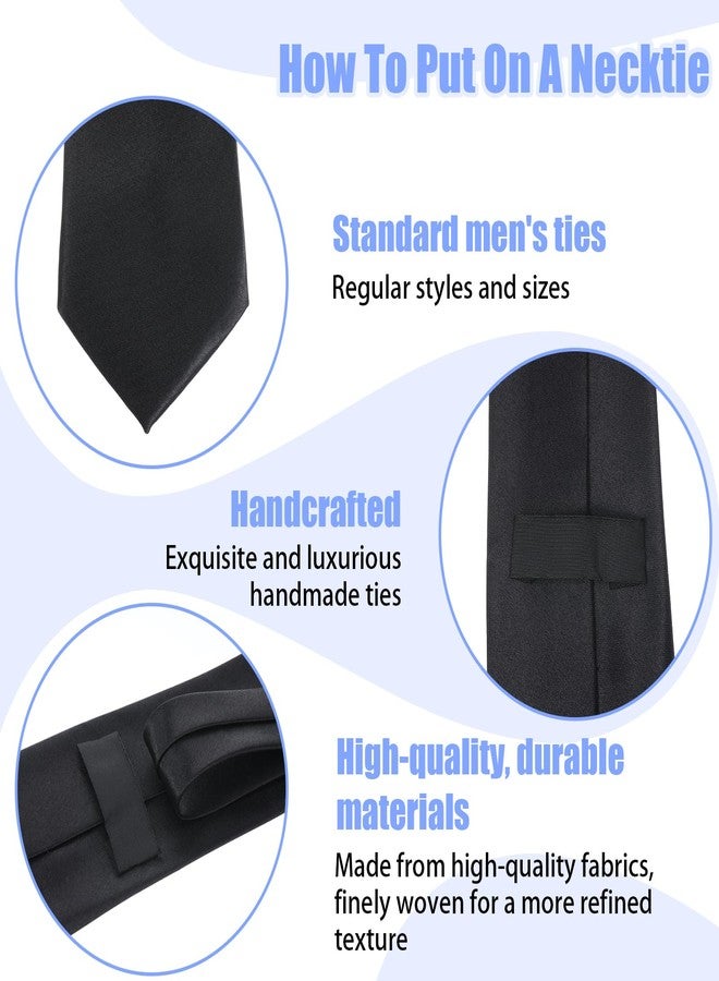 Yolev 12 Pcs Men's Tie Bulk, 3.15" Solid Satin Elegant Mens Neck Ties, Black Ties Bulk for Men Business Casual Formal Wedding Necktie - Image 3