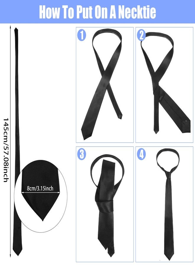 Yolev 12 Pcs Men's Tie Bulk, 3.15" Solid Satin Elegant Mens Neck Ties, Black Ties Bulk for Men Business Casual Formal Wedding Necktie - Image 2