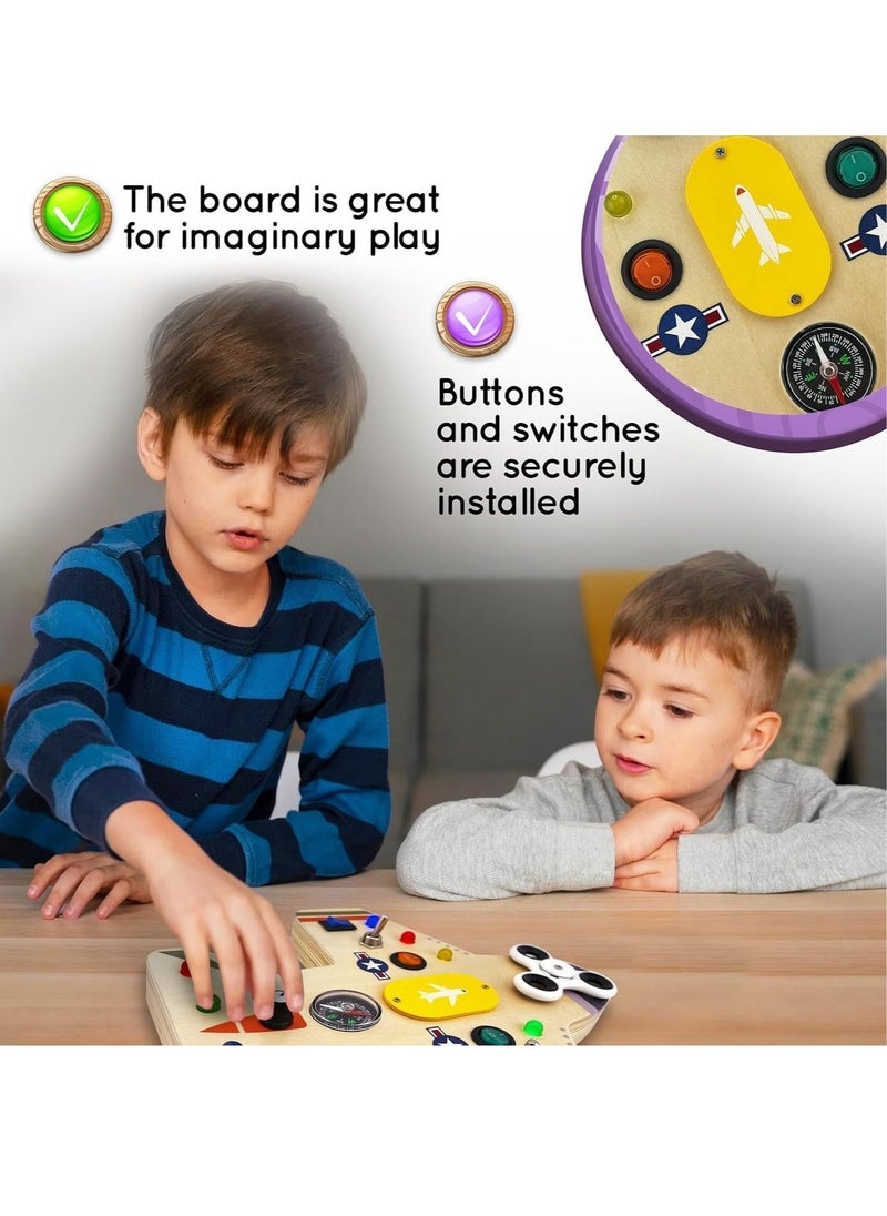 Toddler Montessori Busy Board, Safe Wooden Educational Toy With Lights, Children Early Development Sensory Board, Motor Skills Learning Board Toy For Kids, (1pc)  - Image 4